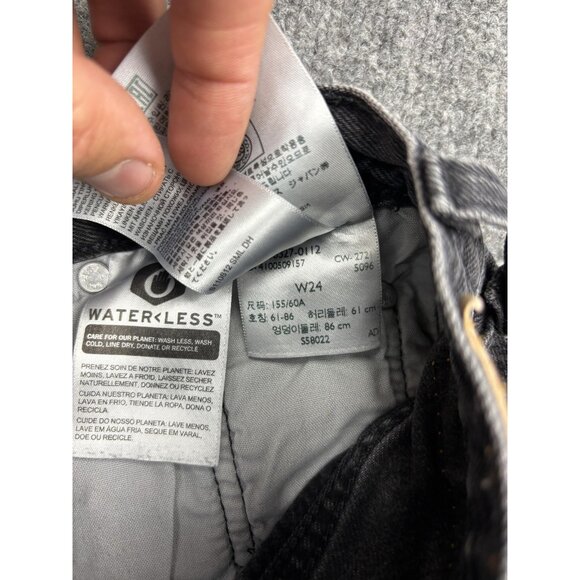 Levi's 501 Shorts Womens 24 Black Denim High Rise Button Fly Raw Hem Distressed - Picture 8 of 8